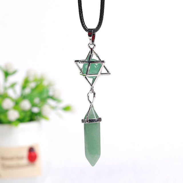 1PC Natural  Point Hexagonal Chakras Pendant Amethyst OpaL Crystal Mineral Therapy Necklace Pendant Charm Women&#39;s Jewelry Gifts