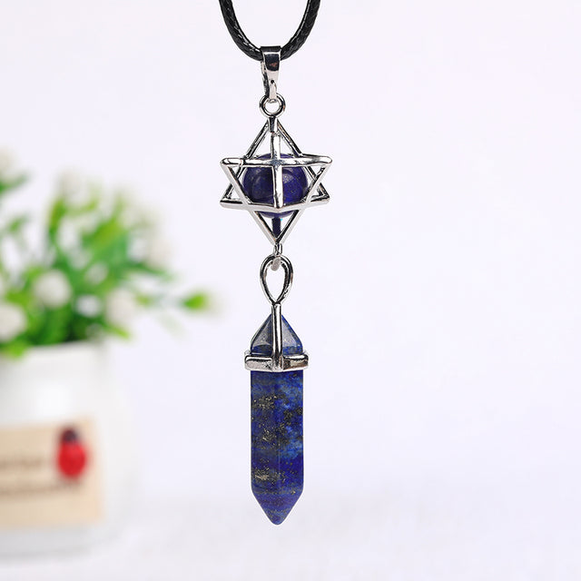 1PC Natural  Point Hexagonal Chakras Pendant Amethyst OpaL Crystal Mineral Therapy Necklace Pendant Charm Women&#39;s Jewelry Gifts