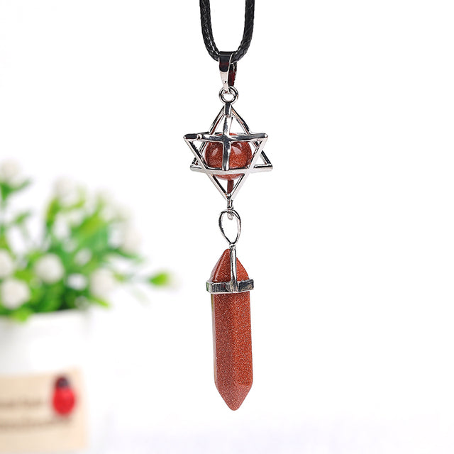 1PC Natural  Point Hexagonal Chakras Pendant Amethyst OpaL Crystal Mineral Therapy Necklace Pendant Charm Women&#39;s Jewelry Gifts