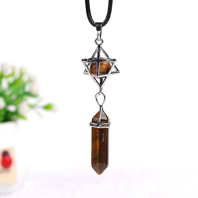 1PC Natural  Point Hexagonal Chakras Pendant Amethyst OpaL Crystal Mineral Therapy Necklace Pendant Charm Women&#39;s Jewelry Gifts