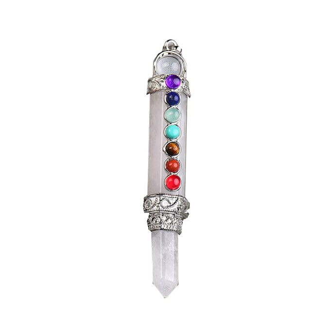 1PC Natural Stone Pencil Point Pendulum for dowsing 7 Chakra Wand Reiki quartz crystal pendant pendulo Meditation Spiritual Gift