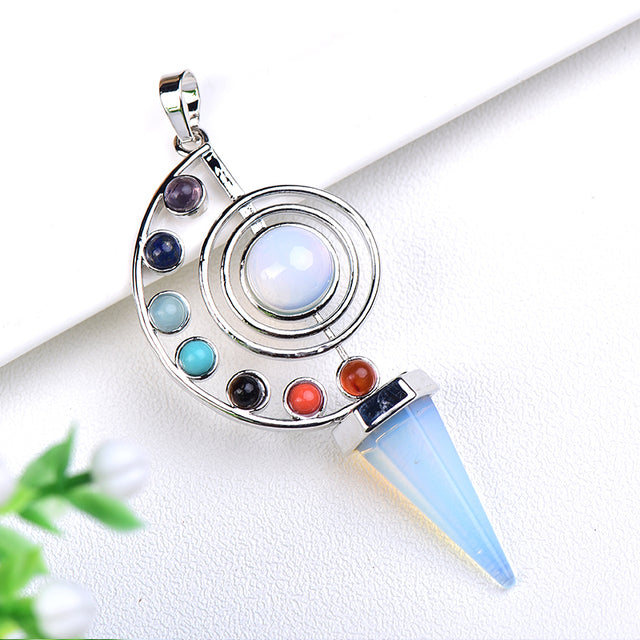 Natural Gem Pendant 7 Chakra Reiki Healing Pendulums Cone Amulet Crystal Raw Crystals Meditation Pendulum For Unisex Charm Gifts