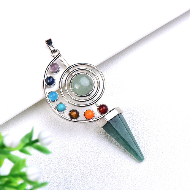 Natural Gem Pendant 7 Chakra Reiki Healing Pendulums Cone Amulet Crystal Raw Crystals Meditation Pendulum For Unisex Charm Gifts